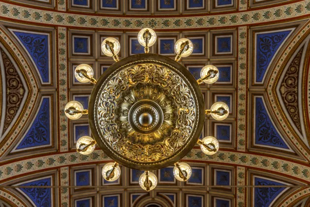 Detaljbild på glastaket i atriet, Universitetshuset. Foto Kennet Ruona.