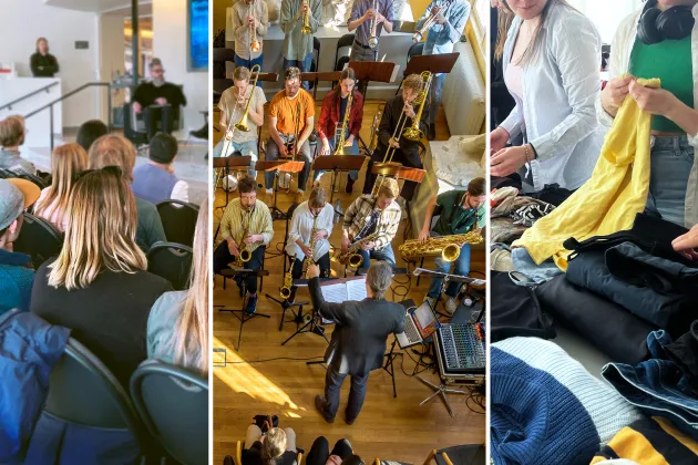 Kollage med tre olika publikbilder över tidigare hållbarhetsveckor.