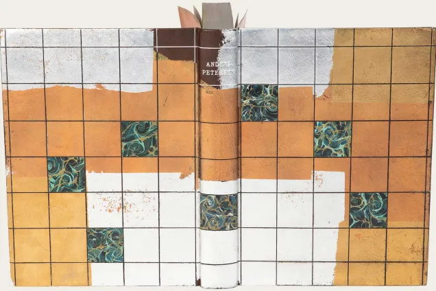 Ett bokomslag som är en del av utställningen Mästarband. 