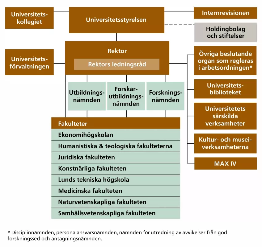 Lunds universitet, organisationsskiss, illustration.