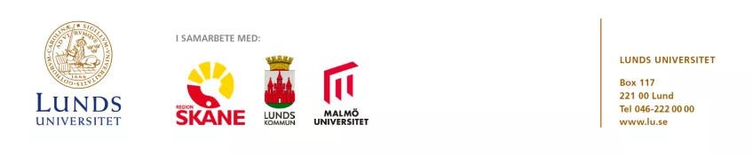 Bild på hur placering av Lunds universitets logotyp när universitetet är den huvudsakliga avsändaren.