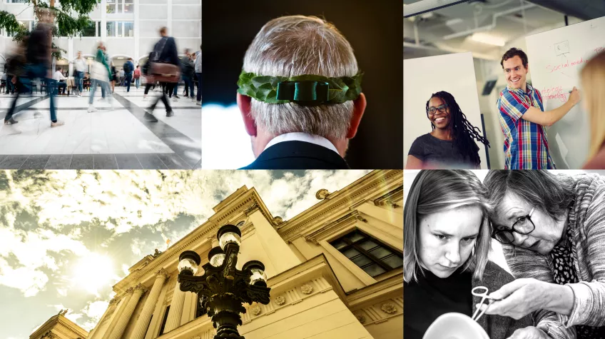 Bildkollage med exempel på bilder med variation och dynamik som kompletterar varandra. 