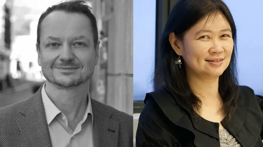 Kollage med porträtt av Frank Bierman and Brenda S.A. Yeoh.