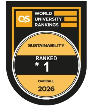 Medalj som visar att LU är 1:a i klimatrankning för QS.