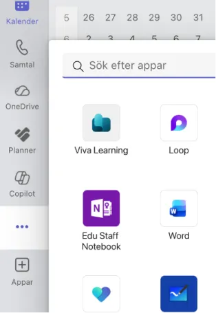Skärmdump med en massa appikoner.